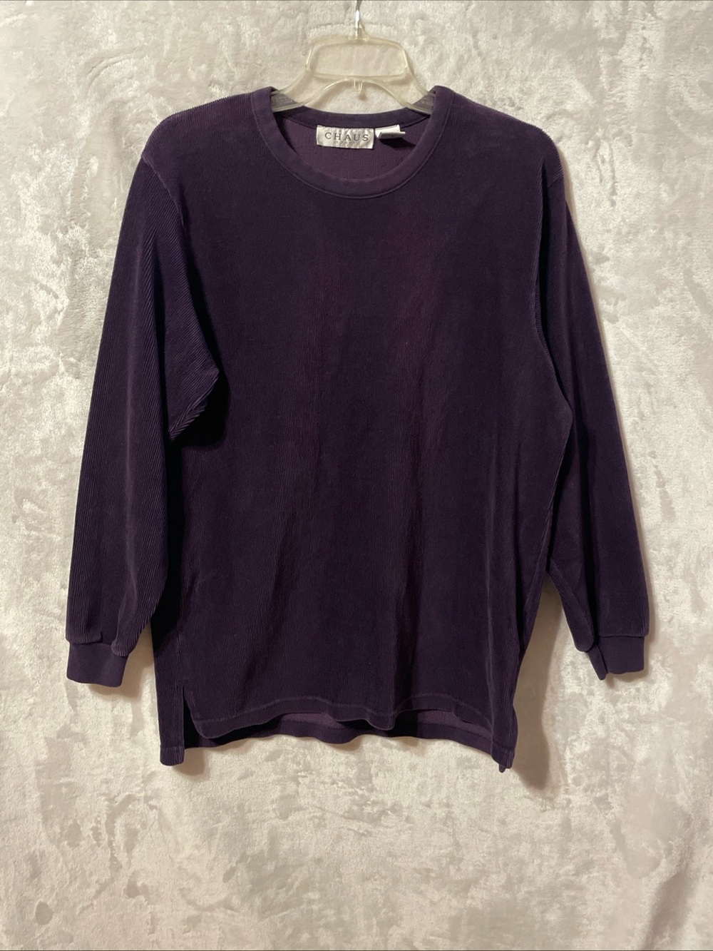 Chaus Long Sleeve Crewneck Top in Deep Purple